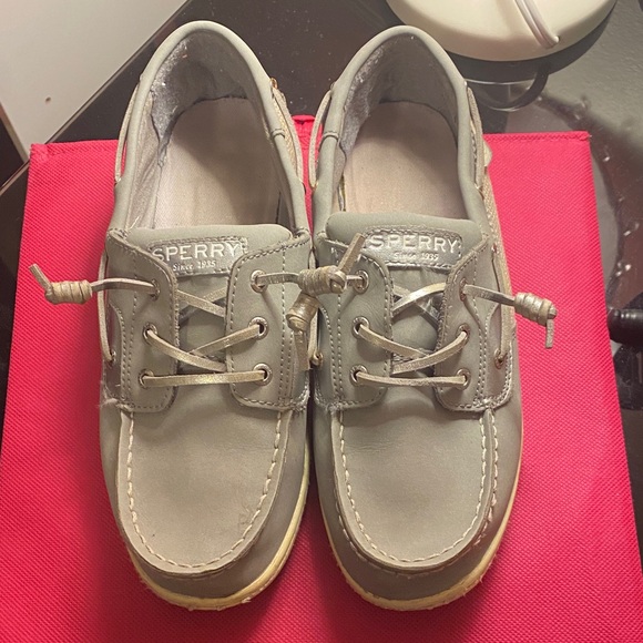 Sperry Girls (kids) Light Gray Boat Shoes - Picture 1 of 2